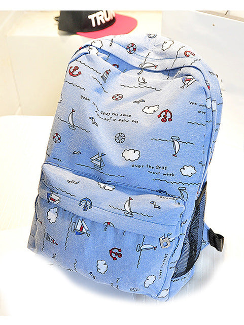 Korean style cute graffiti anime zipper school canvas bags teen girls large backpack notebook travel red mochilas women female