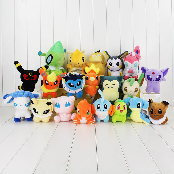 20Pcs/Lot Mew Snorlax Dragonite Psyduck Mudkip Charizard Lapras Sylveon Eevee Celebi Plush Dolls Toys Stuffed Soft Gift